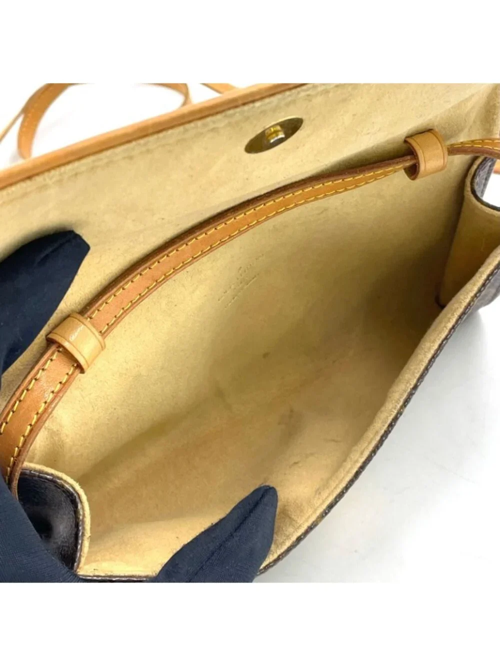 Louis Vuitton Pochette Twin PM Monogram Leather Brown Shoulder Bag Gold - Picture 3 of 15
